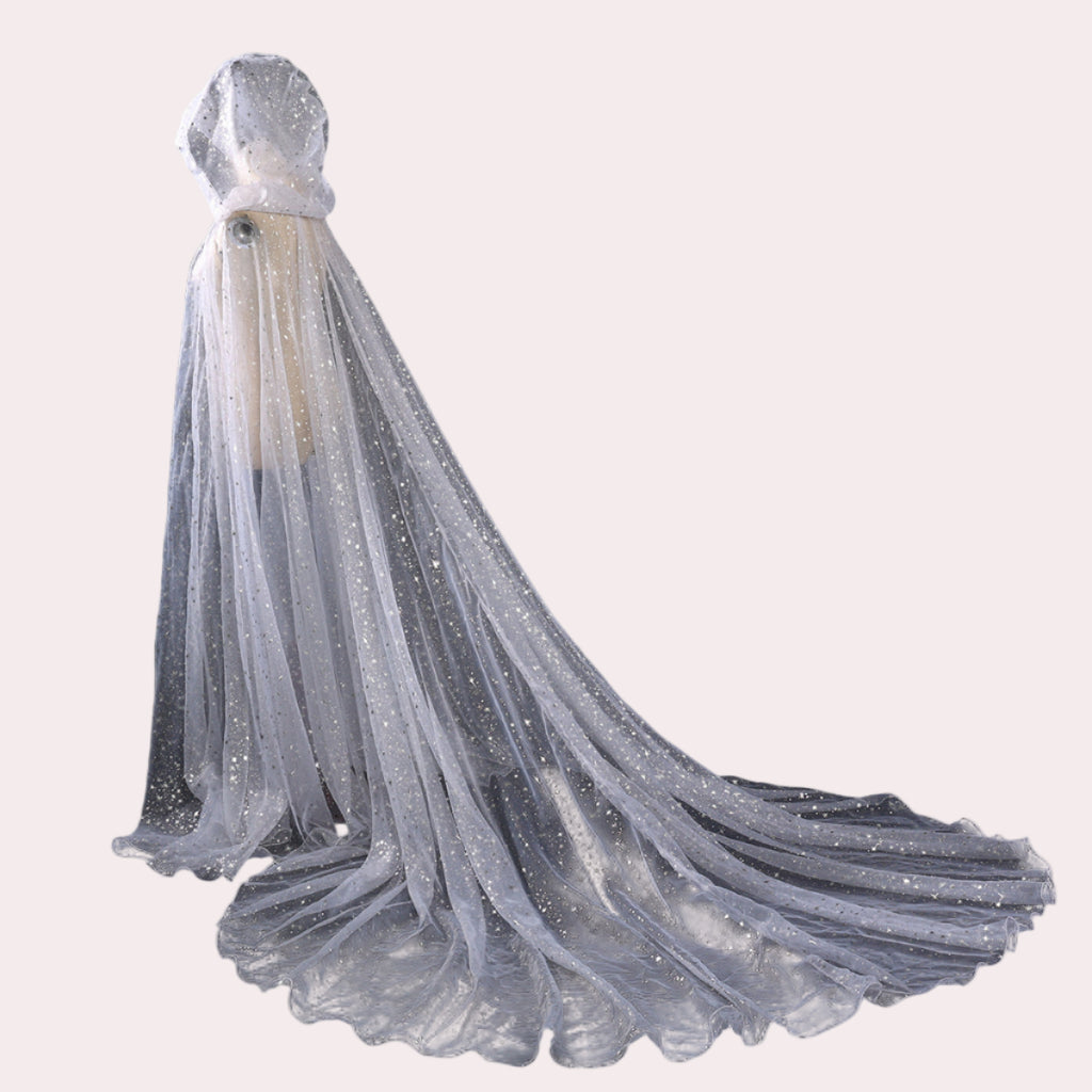 BPURB Women's Bridal & Hooded Cloak Tulle Cape